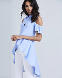 Anna High Low Blue Shirt