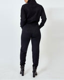 Black Knitted Tie Waist Jumpsuit