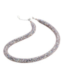 By Niya Flashbulb Fireflies Nude Mesh with Rainbow Crystal Necklace