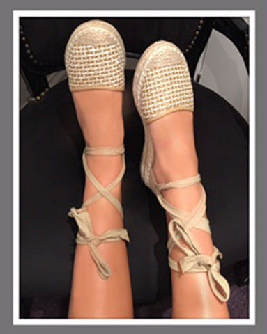 Gold Lace Up Espadrille