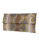 Katja Tamara Multicoloured Brown Python Leather Clutch