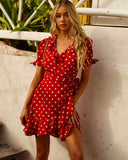 Seven Wonders Kaya SS Wrap Dress in Red Spot