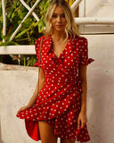 Seven Wonders Kaya SS Wrap Dress in Red Spot