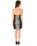 Scala Strapless Sequined Dress in Black and Silver