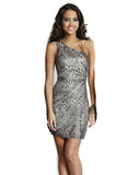 Scala One Shoulder Dress in Gunmetal