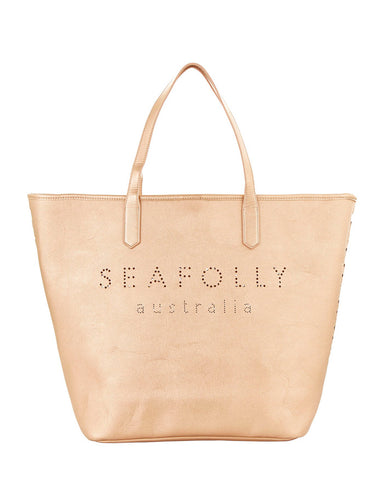 Seafolly Carried Away Rose Gold Vegan Leather Tote
