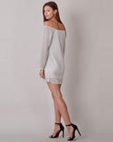 Silver Lurex Bardot Dress