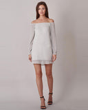 Silver Lurex Bardot Dress