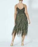 Swan Khaki Mesh Tiered Dress