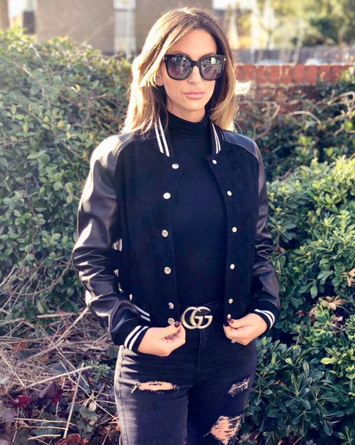 Fannie Porters Aces High Black Bomber Jacket Designer Clothing