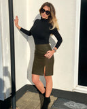 Fannie Porters Cassidy Khaki Leather Skirt