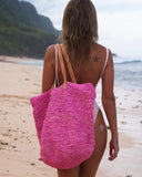 Hot Pink Straw Beach Bag