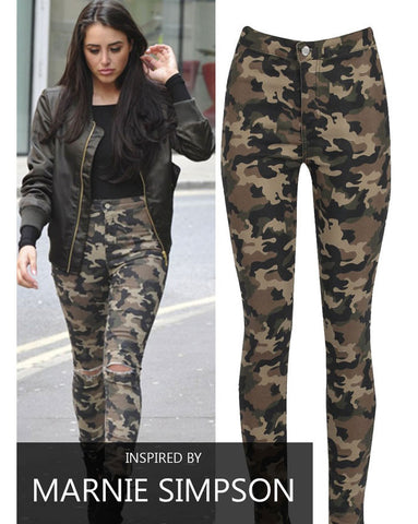 High Waisted Camouflage Jeans