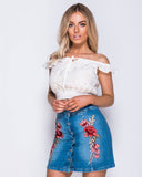 Lily Embroidered Denim Skirt
