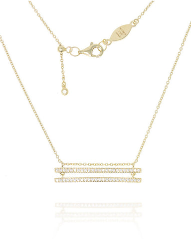 Penny Levi Gold Double Pave Bar Necklace