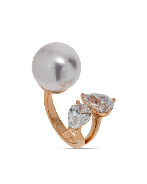 Penny Levi Rose Gold Open Pearl Ring