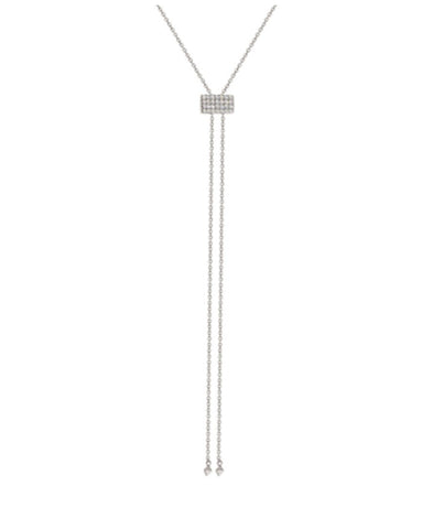 Penny Levi Silver Square Pave Lariat Necklace